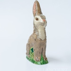 Grey Rabbit with Yellow Flower and Clover