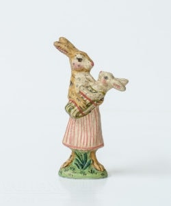 Limited Edition Bunny in Striped Apron Holding Baby