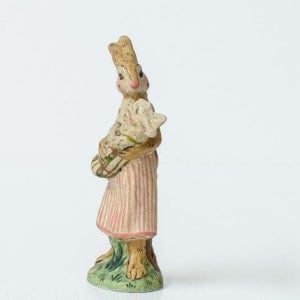 Limited Edition Bunny in Striped Apron Holding Baby