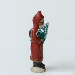 Small Father Christmas with Red Coat and Drilled Tree