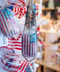 Nostalgic Glass Ornament American Flag with Santa (Assorted)