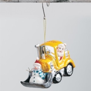 Santa with Snowman and Shovel Ornament