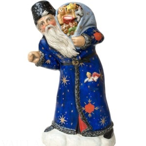 Blue Father Christmas Window Display