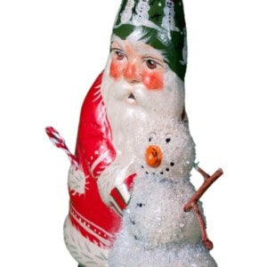 Glass Pheasant Santa with Snowman