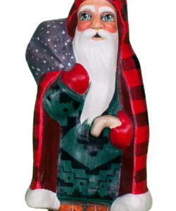 Father Christmas in Buffalo Plaid Coat