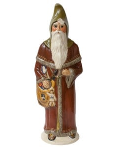 Father Christmas Window Display in Green Hood with Toys