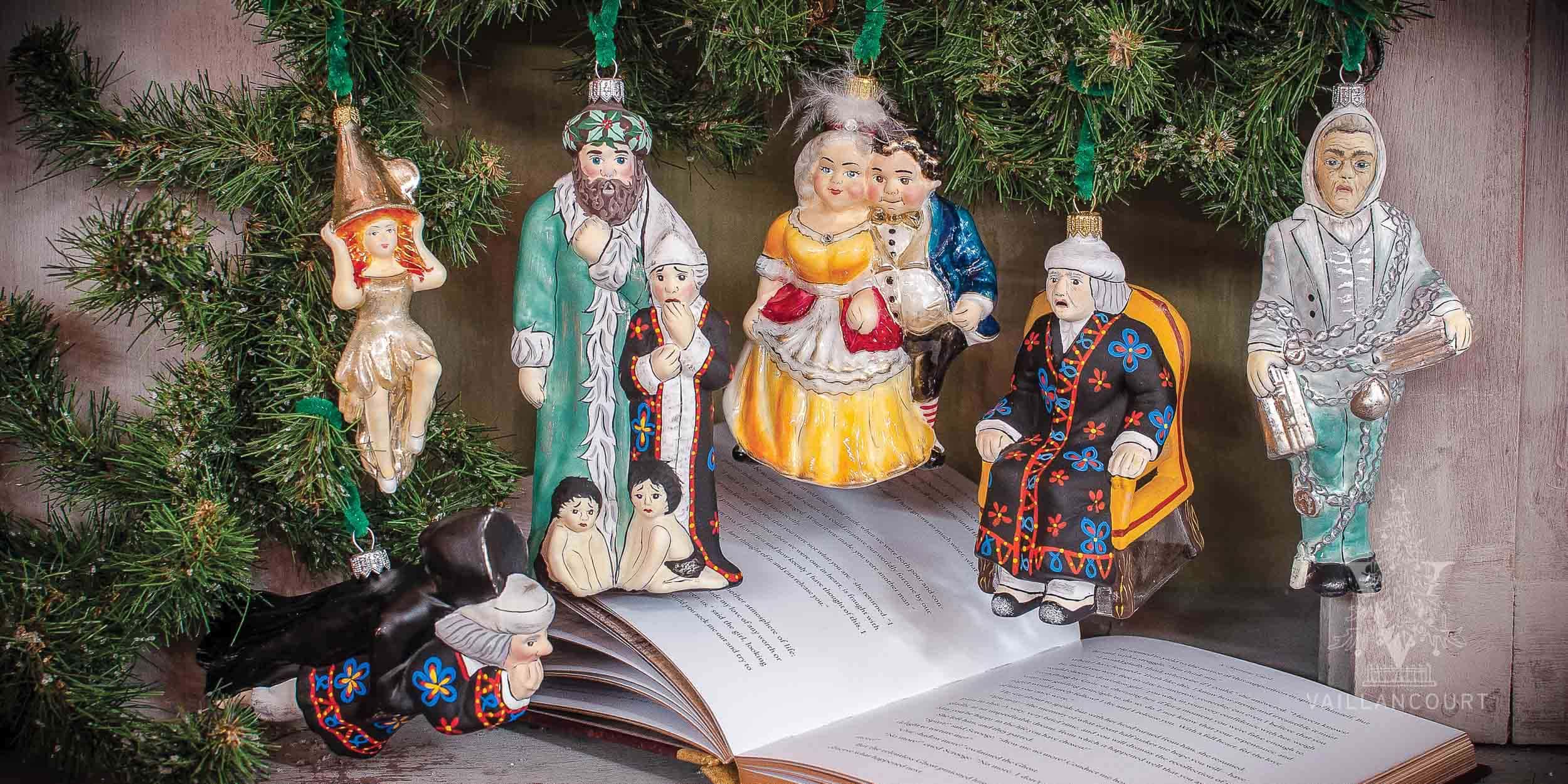 Charles Dickens’ A Christmas Carol Glass Ornaments by Vaillancourt Folk Art