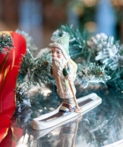 White Coat Santa on Skis