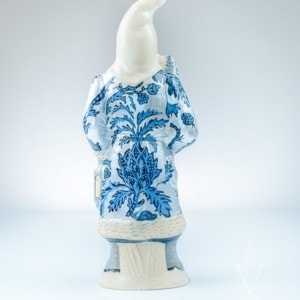 Santa in Silver and Blue Resist Coat with Pineapple Cone