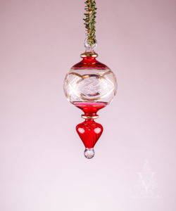 Red Gold Etched Ornament
