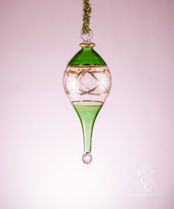 Green/Gold Etched Ornament