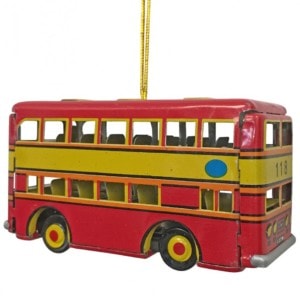 Collectible Tin Ornament Doubledecker Bus