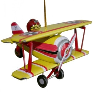 Collectible Tin Ornament Biplane