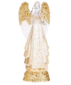 Lighted Angel with Gold Swirling Glitter