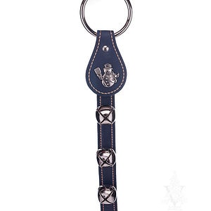 Belsnickel Bells' 3-Bell Navy Leather Strap with Snowman Charm