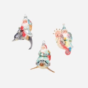 Santa Riding Sea Life Ornaments