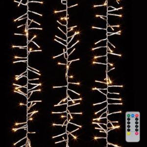 10' LED Warm White Cluster Light Garland with Remote