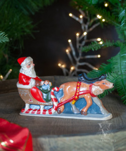 Gingerbread Santa in Sleigh with Angel Doll