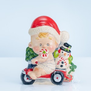 Santa Baby on Trike with Snowman