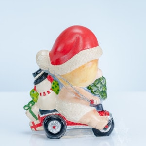 Santa Baby on Trike with Snowman