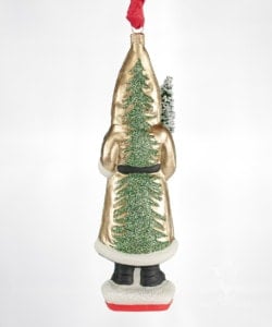 Gold Santa with Green Tree
