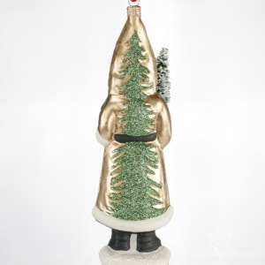 Gold Santa with Green Tree