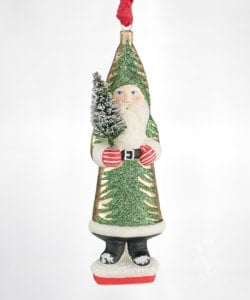 Gold Santa with Green Tree