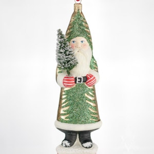 Gold Santa with Green Tree