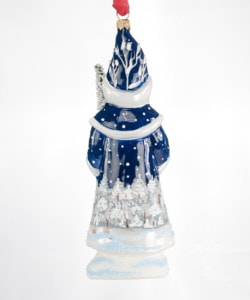 Santa in Blue with Silver Bowl