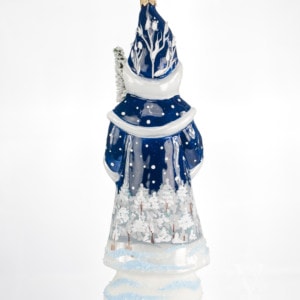 Santa in Blue with Silver Bowl