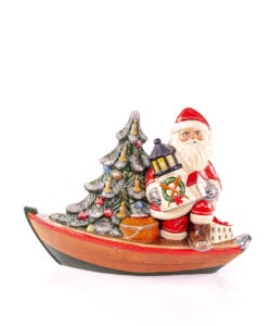 Santa Delivering Brant Point Toy On Nantucket Dory