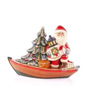 Santa Delivering Brant Point Toy On Nantucket Dory
