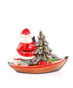 Santa Delivering Brant Point Toy On Nantucket Dory