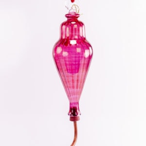 Glass Single Finial Hummingbird Feeder (Red)