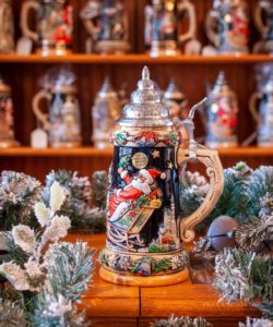 Santa with Reindeer Over Town Beer Stein by King Werk