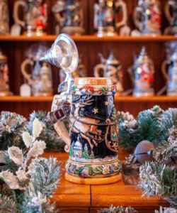 Santa with Reindeer Over Town Beer Stein by King Werk