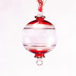 Egyptian Glass Ornament with Etched Snowflake
