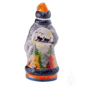 Halloween Santa With Clown and Cats Riding Broom