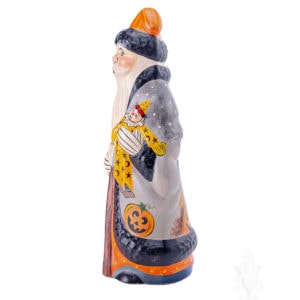 Halloween Santa With Clown and Cats Riding Broom
