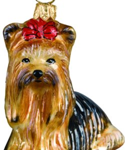 Yorkie with Bow Sitting Ornament