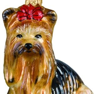 Yorkie with Bow Sitting Ornament