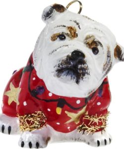 Bulldog with Ugly Sweater Ornament