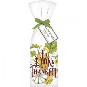 Eat, Drink, and Be Thankful Wine Bag by Mary Lake Thompson