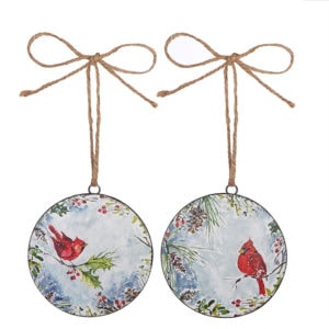 Cardinal Disc Ornament Assorted