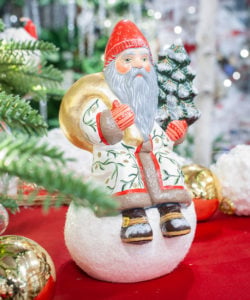 Santa on Snowball with Gold Sack