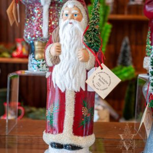 Ino Schaller Santa In Red With Pinecone Decorations