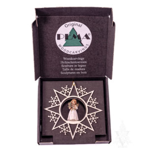 Bell Angel with Tree in Hanging Snowflake Star by PEMA