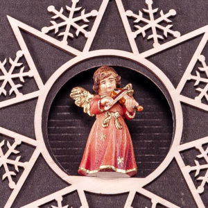 Bell Angel with Violin in Hanging Snowflake Star by PEMA
