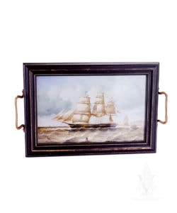 Serving Tray with Ship Print "Rowing Ashore"