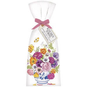 Floral Blue Vase Towel